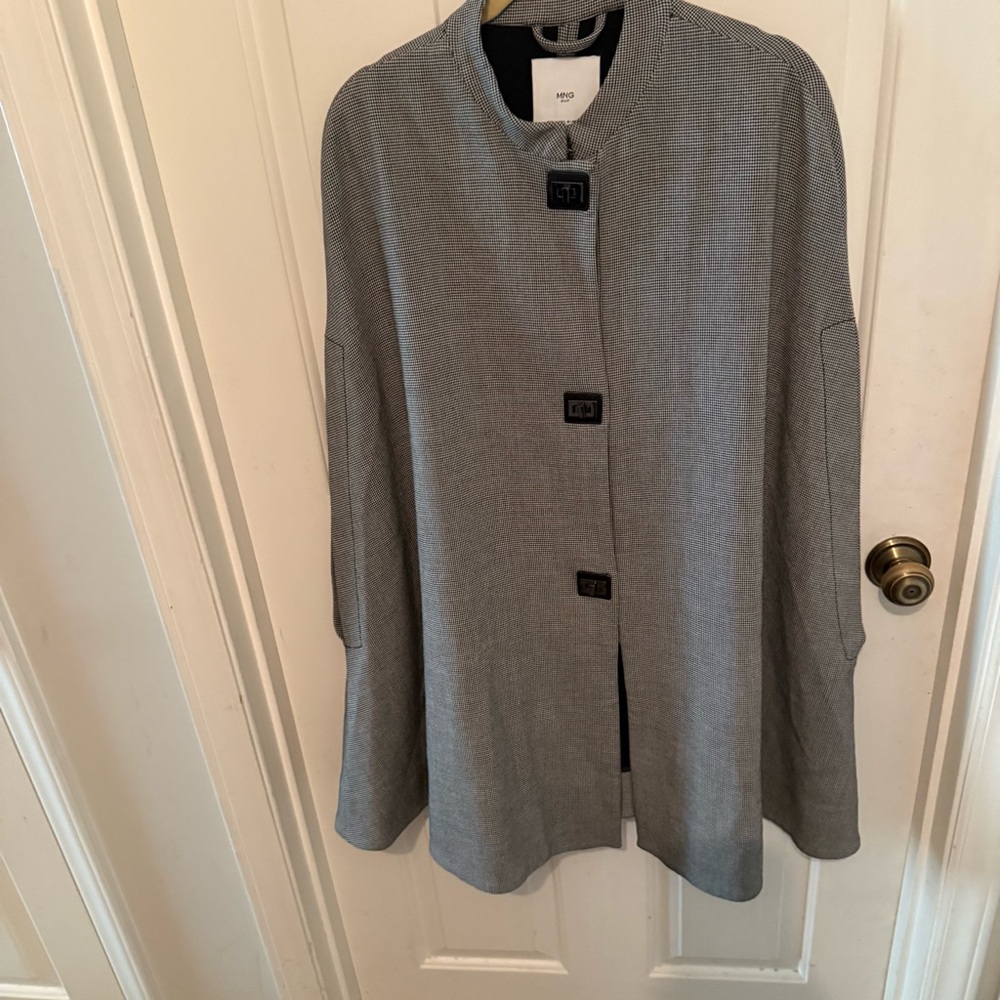 MNG Houndstooth Swing Coat Chic Size M Unique Vintage - Picture 8 of 10